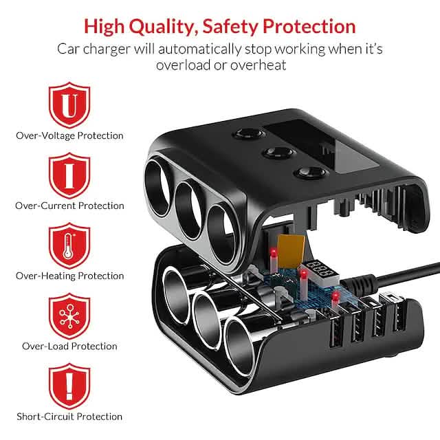 3-Way Car Plug Charger Adapter Automotive - Tophatter Daily Deals