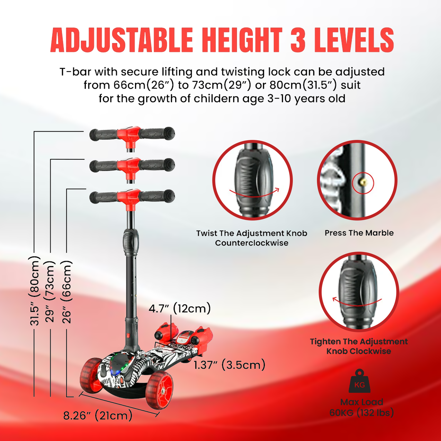 Kick Scooter for Kids – 3-Wheel Foldable Scooter with LED Light-Up Wheels & Adjustable Height Cycling - Tophatter Daily Deals