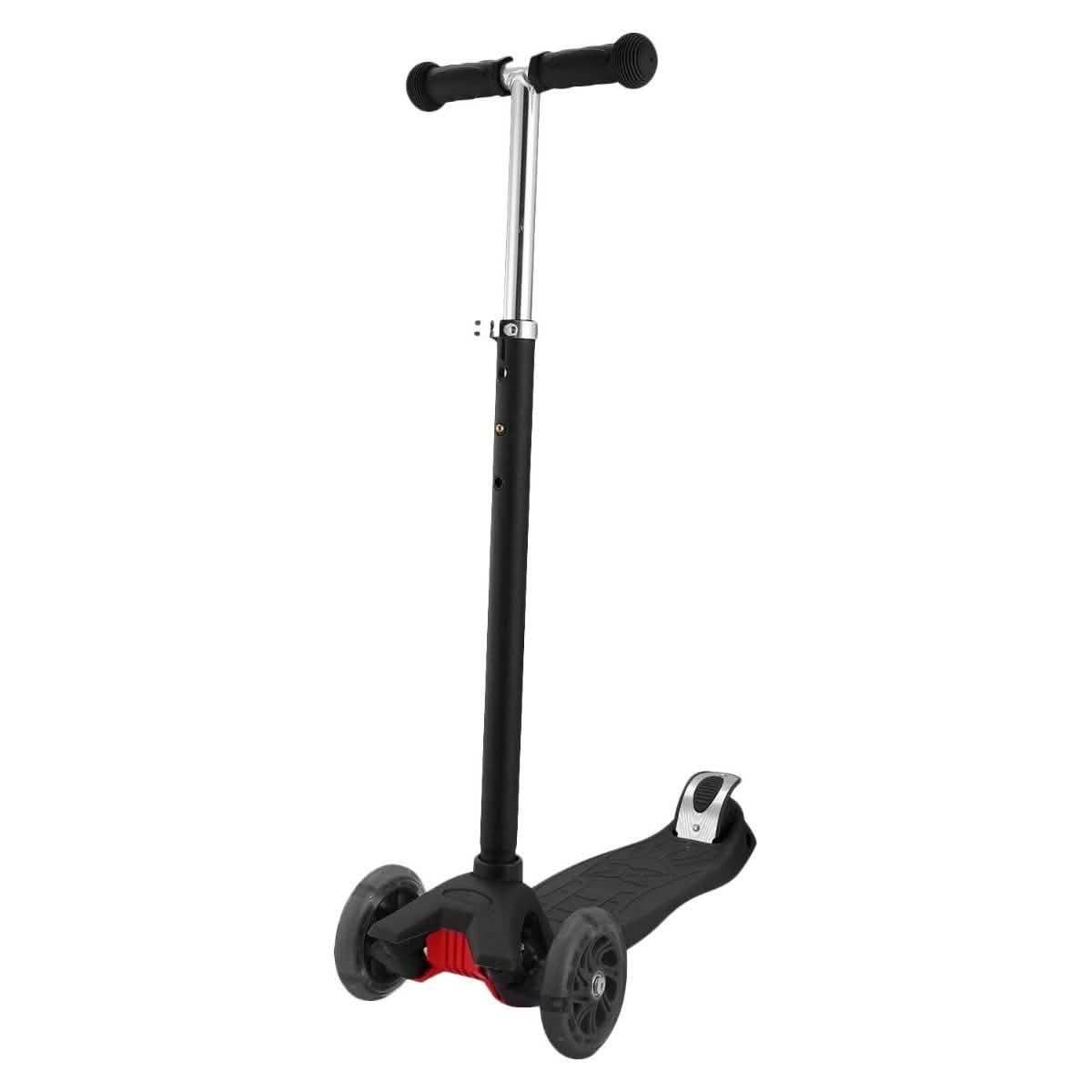 3-Wheeled LEDs Kick Scooter for Kids Flashing Scooter Adjustable Height Black Toys & Games - Tophatter Daily Deals