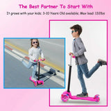 3-Wheeled LEDs Kick Scooter for Kids Flashing Scooter Adjustable Height Toys & Games - Tophatter Daily Deals