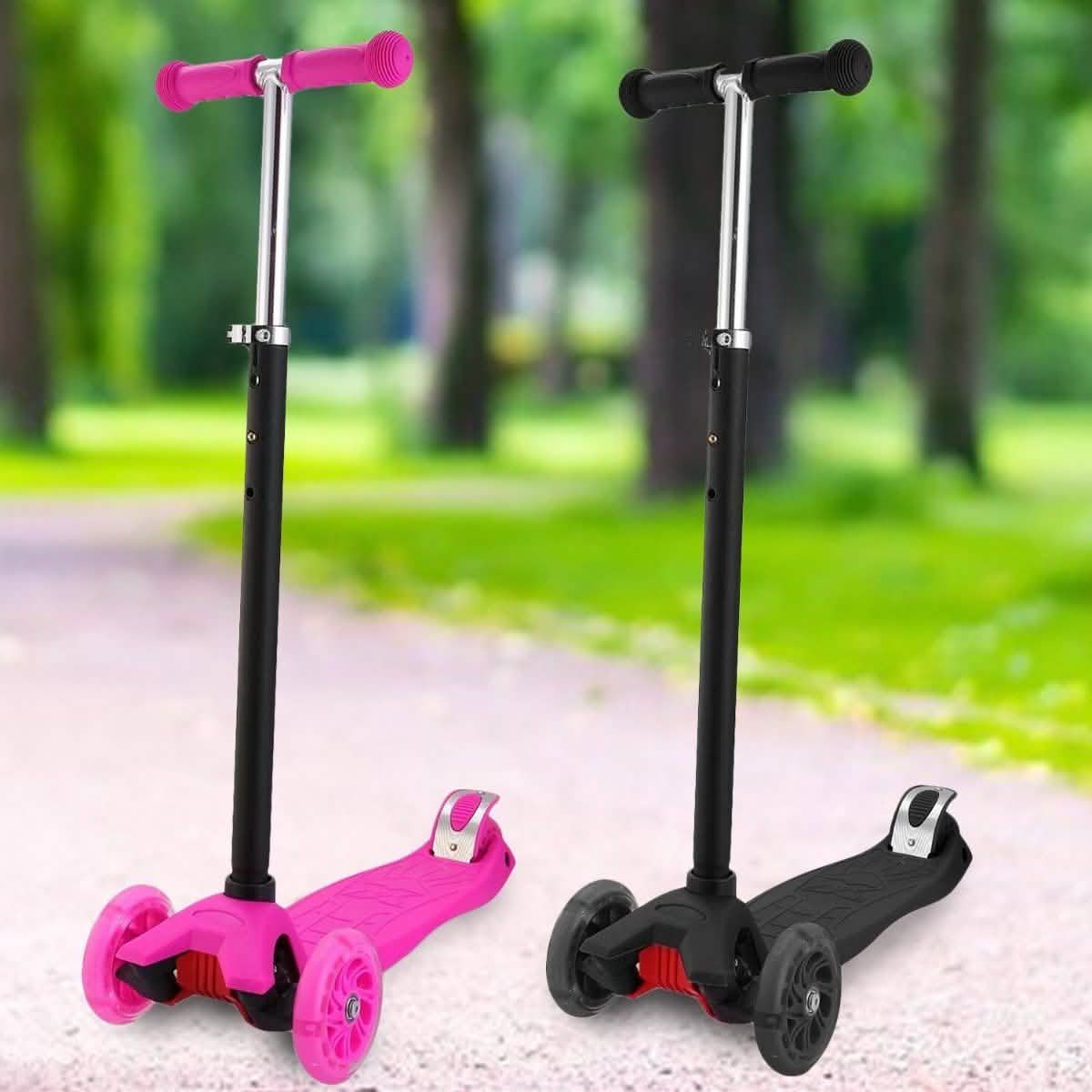 3-Wheeled LEDs Kick Scooter for Kids Flashing Scooter Adjustable Height Toys & Games - Tophatter Daily Deals