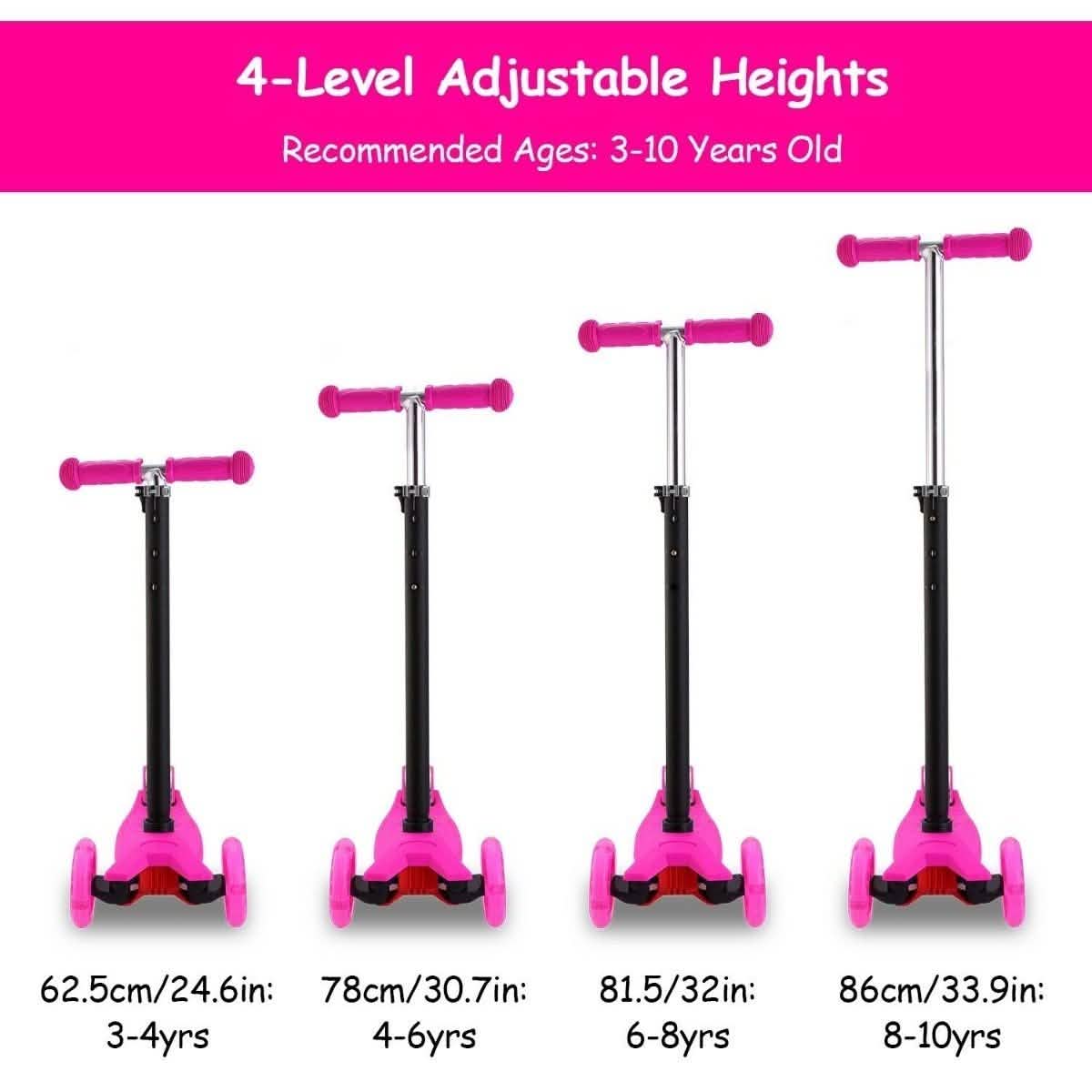 3-Wheeled LEDs Kick Scooter for Kids Flashing Scooter Adjustable Height Toys & Games - Tophatter Daily Deals