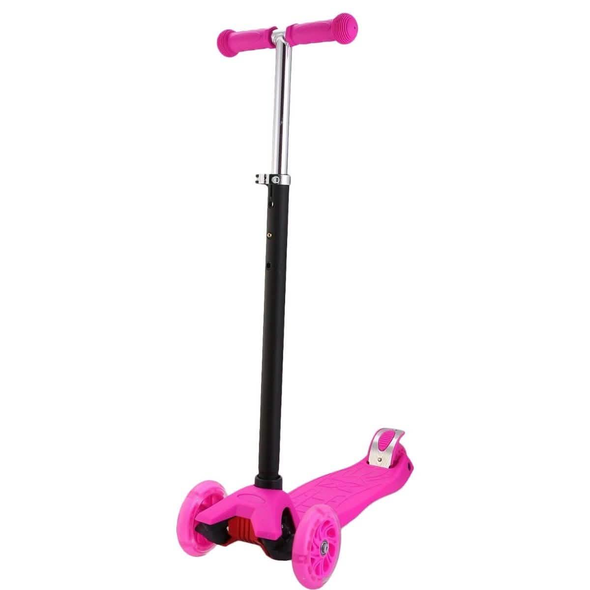 3-Wheeled LEDs Kick Scooter for Kids Flashing Scooter Adjustable Height Pink Toys & Games - Tophatter Daily Deals
