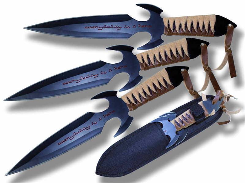 3 Pcs Heavy 10-3/4 Inch Throwing Knife set with Wrist Sheath Collectible Weapons - Tophatter Daily Deals