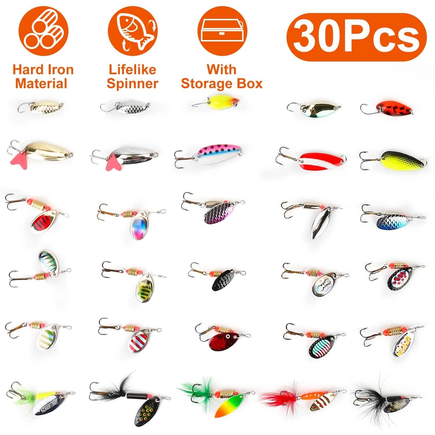 30-Piece: Fishing Metal Spoon Lures Kit Outdoor Recreation - Tophatter Daily Deals