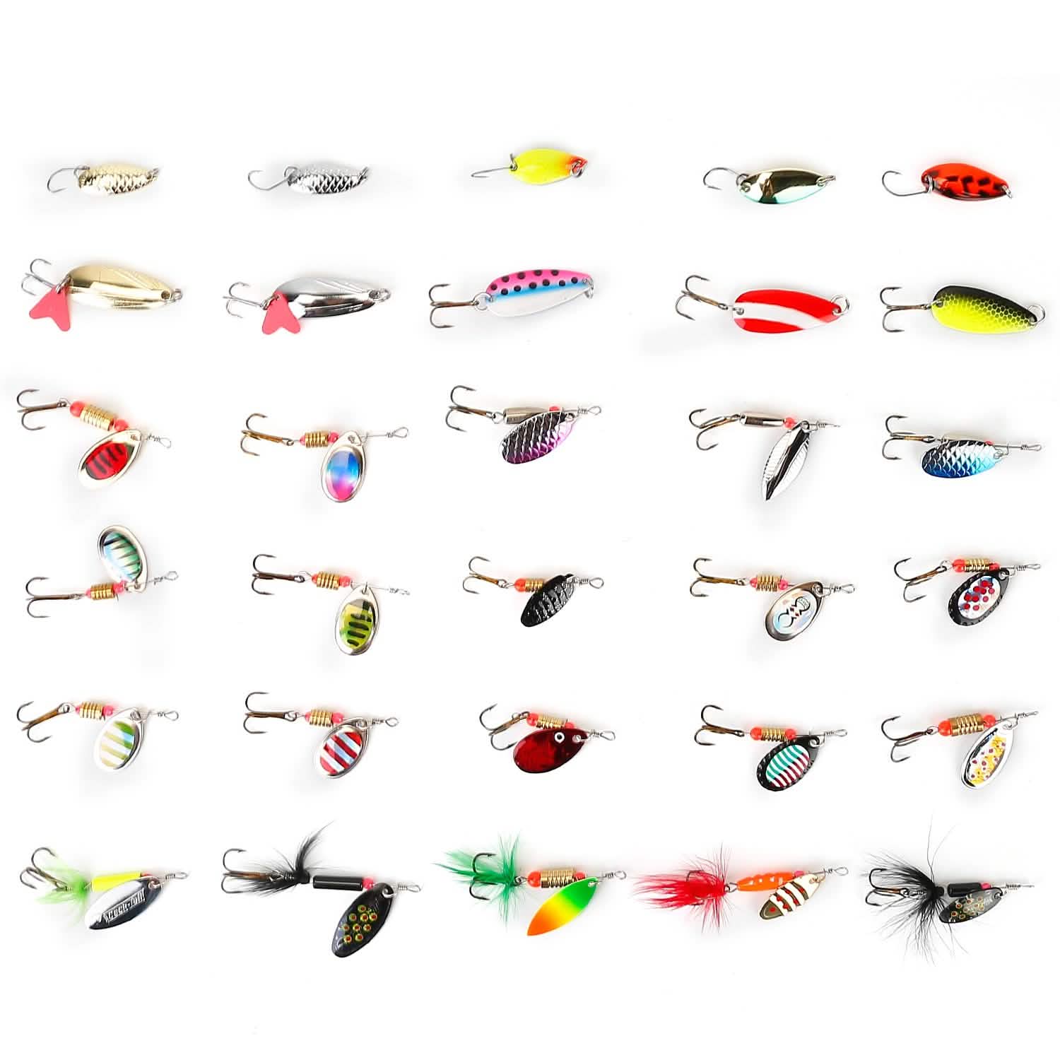 30-Piece: Fishing Metal Spoon Lures Kit Outdoor Recreation - Tophatter Daily Deals