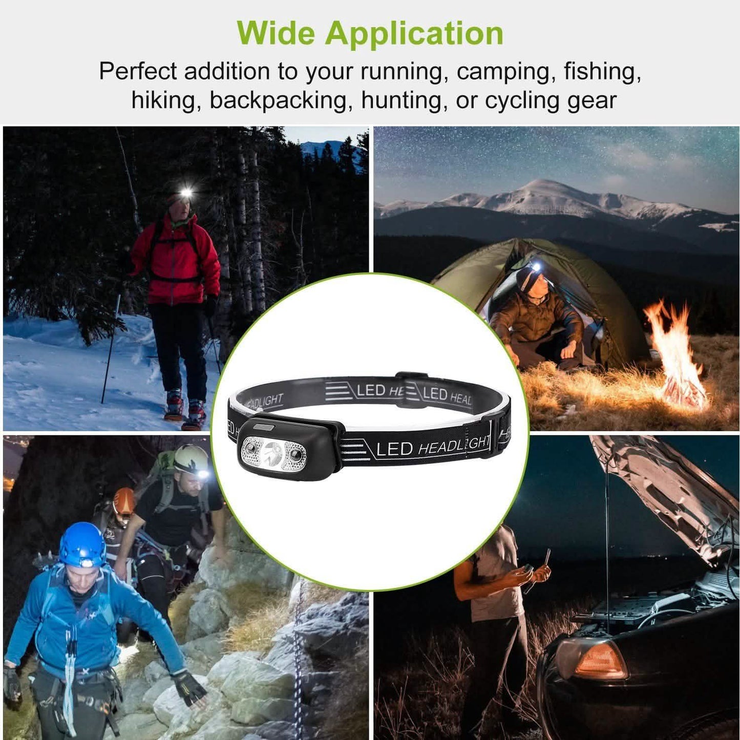 30000LM Rechargeable Motion Sensor Headlamps Outdoor Recreation - Tophatter Daily Deals