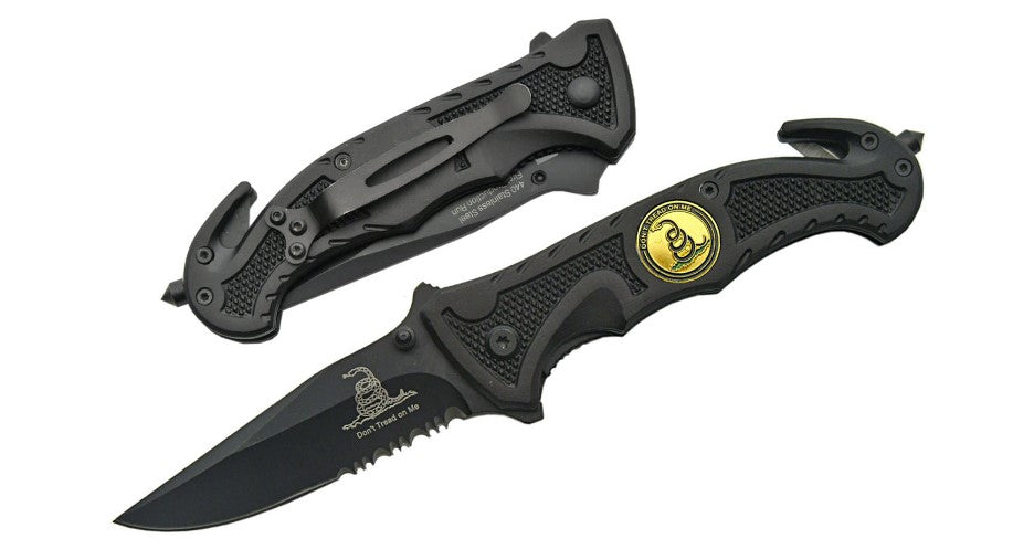 5" "DONT TREAD ON ME" RESCUE FOLDER (BLACK) - Tophatter Daily Deals