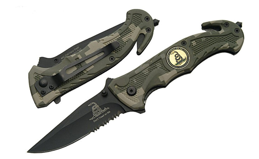 5" "DON'T TREAD ON ME" RESCUE FOLDER (CAMO) - Tophatter Daily Deals