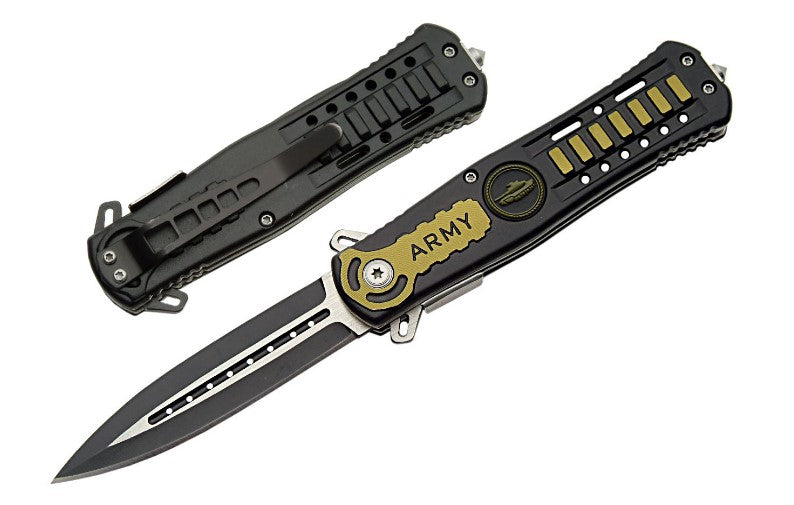 POCKET ASSISTED 4.5" ARMY RESCUE FOLDER KNIFE - Tophatter Daily Deals