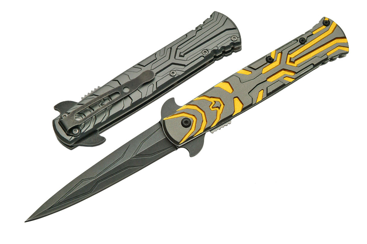 POCKET ASSISTED KNIFE YELLOW - Tophatter Daily Deals
