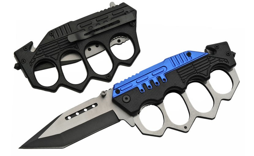 COMBAT TRENCH FOLDING KNIFE (BLUE) - Tophatter Daily Deals