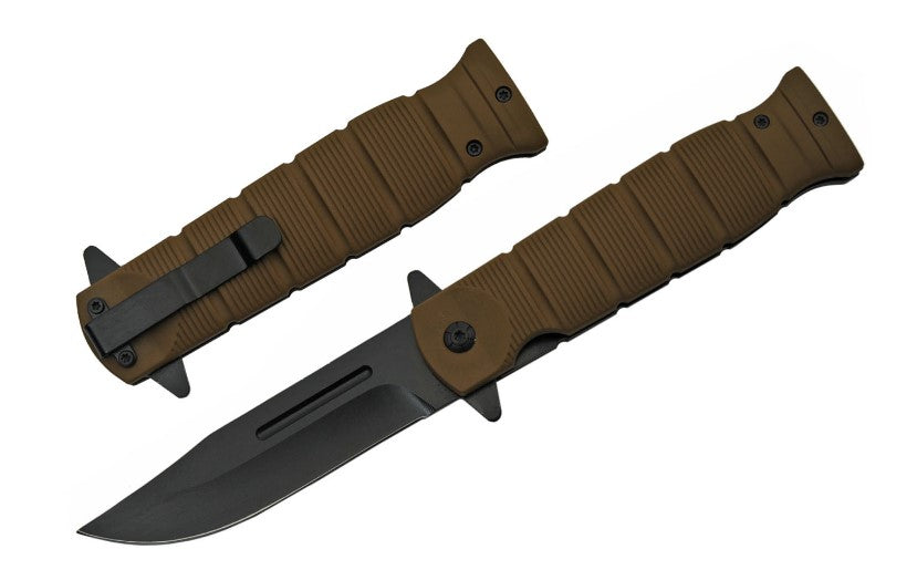 BROWN RUBBER FPOCKET ASSISTED KNIFE - Tophatter Daily Deals