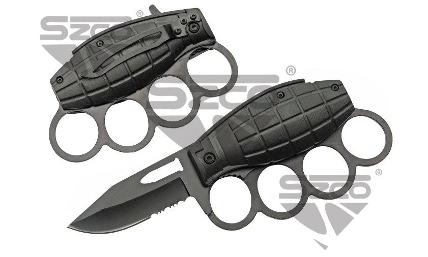 SPRING ASSISTED GRENADE KNIFE - Tophatter Daily Deals