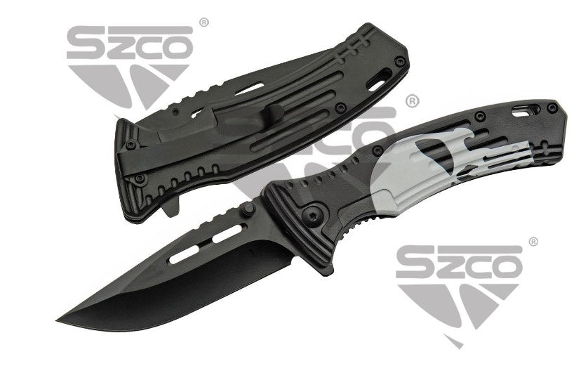 PUNISHER SKULL POCKET ASSISTED KNIFE - Tophatter Daily Deals
