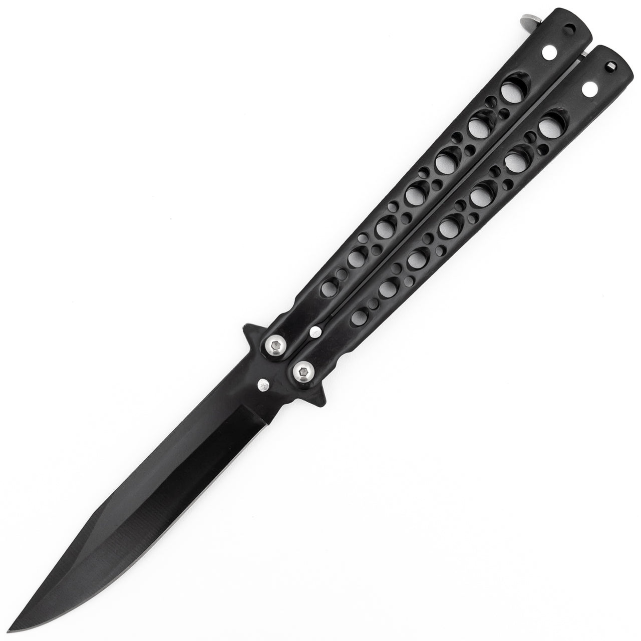 Black Balisong Butterfly Knife Flipper - Tophatter's Guns'N'Weapons Store Collectible Weapons - Tophatter Daily Deals