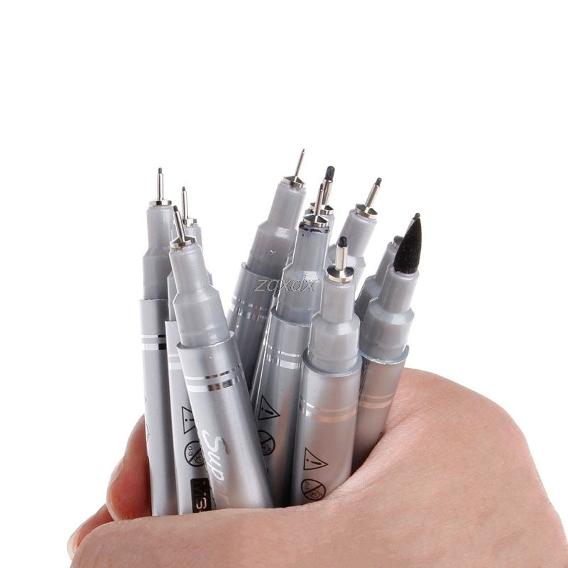 10 Tip Sizes Micron Neelde Drawing Pen Waterproof Pigment Fi 0 - Tophatter Daily Deals