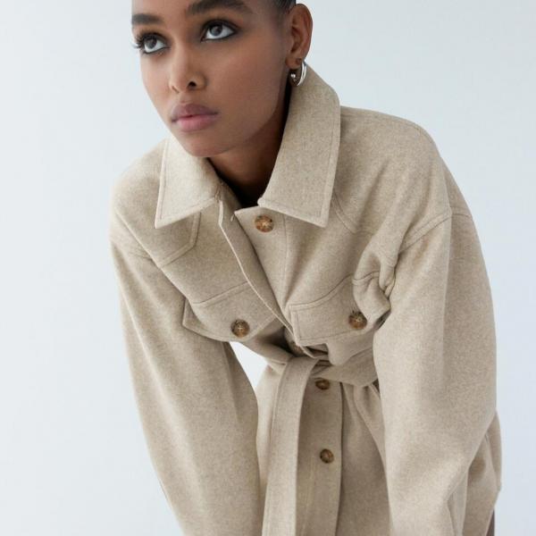Turn Down Collar Jackets Fashion Tie Belt Waist Coats Women Elegant Pockets Jacket - Tophatter Daily Deals