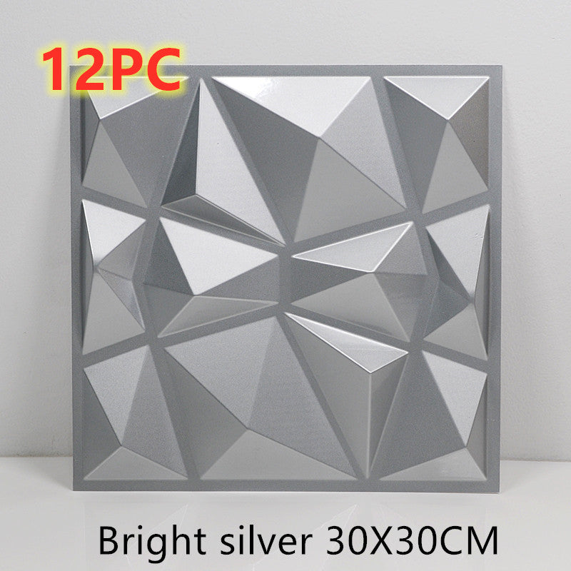 3D solid background wall panel Bright silver12pc 30X30 0 - Tophatter Daily Deals