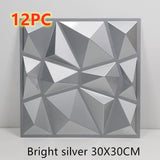 3D solid background wall panel Bright silver12pc 30X30 0 - Tophatter Daily Deals