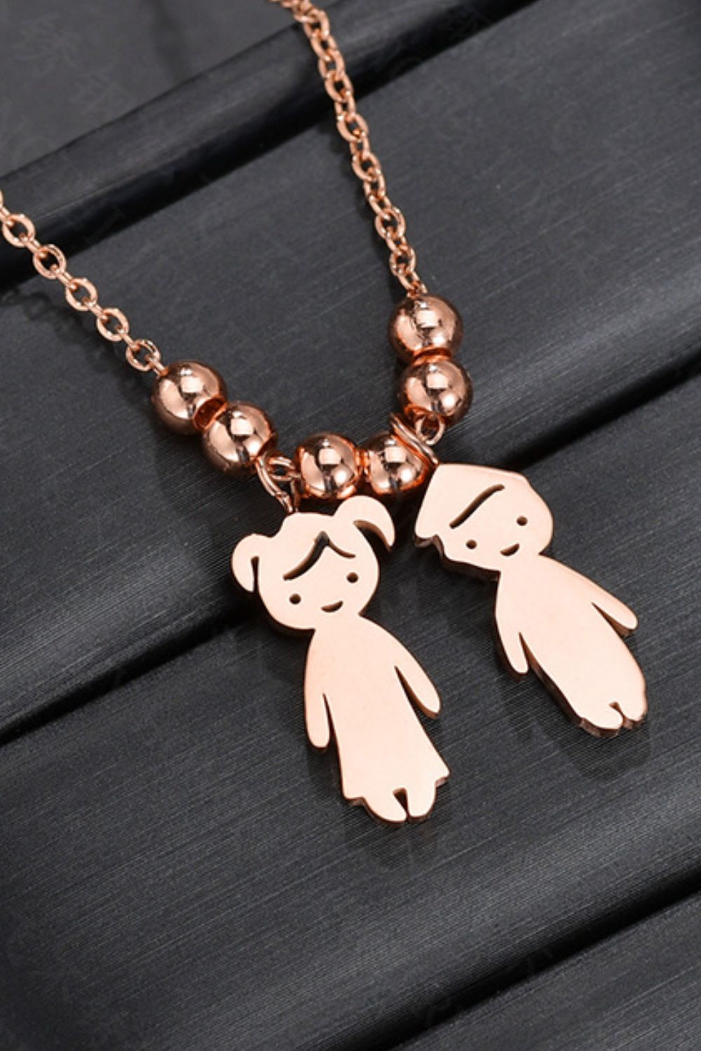 Boy and Girl Pendant Stainless Steel Necklace Rose Gold One Size Necklaces - Tophatter Daily Deals