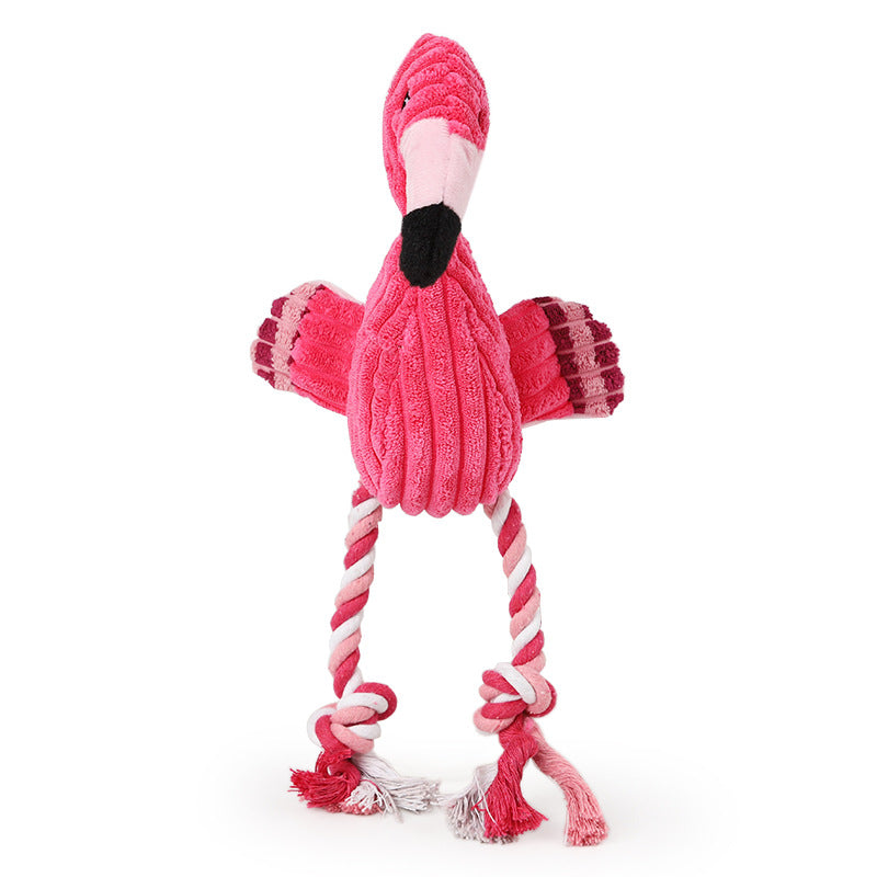 Brushed Velvet Animal Shape Vocal Flamingo Wear-Resistant Bite Resistant Dog Toy 0 - Tophatter Daily Deals
