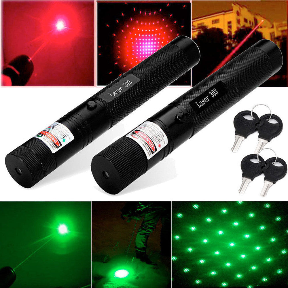 Green Laser Pointer Pen 303 Adjustable Focus Burning Match Military Grade 10 Miles + Star Cap + Battery + Charger 532nm Laser - Tophatter Daily Deals