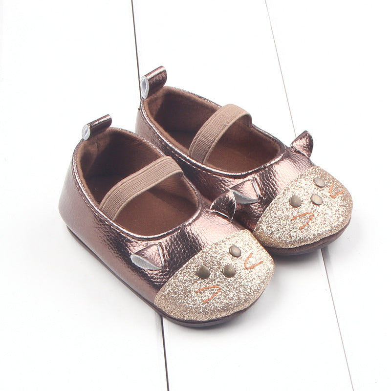 Bright leather little mouse baby shoes Gold 0 - Tophatter Daily Deals