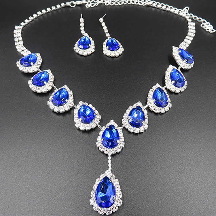 Bridal Jewelry Set Color Rhinestone Necklace 0 - Tophatter Daily Deals