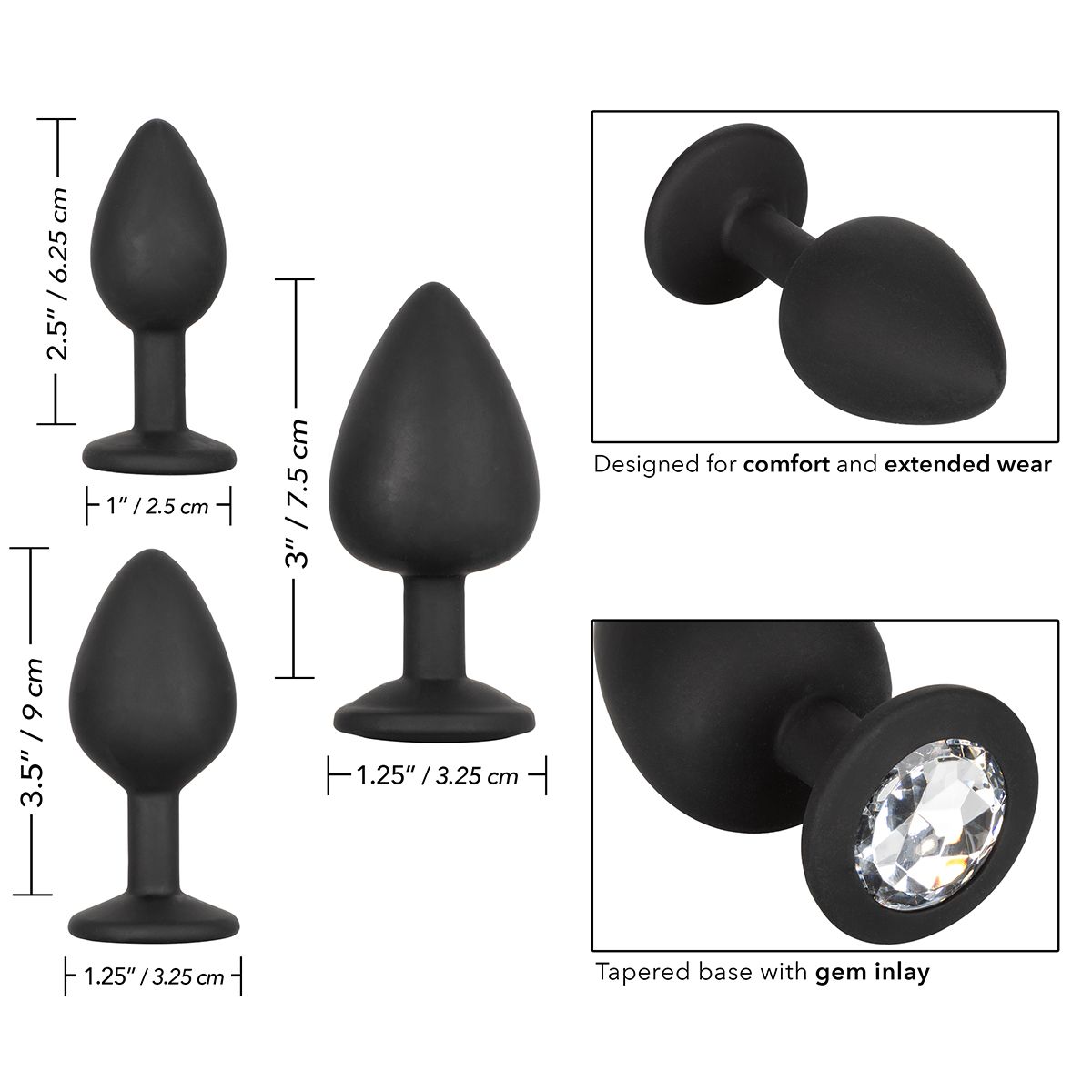 Calexotics Silicone Gem Anal Exerciser Kit in Black Anal Sex Toys - Tophatter Daily Deals