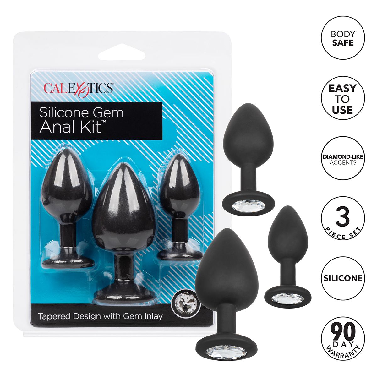 Calexotics Silicone Gem Anal Exerciser Kit in Black Anal Sex Toys - Tophatter Daily Deals