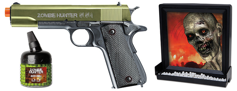 Zombie Hunter 1911 Spring Pistol Kit With Zombie Sticky Target Combo - Tophatter's Guns'N'Weapons Store Collectible Weapons - Tophatter Daily Deals