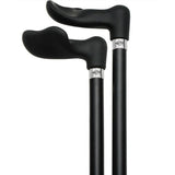 Scratch and Dent Black SoftGrip, Palm Grip Walking Cane with Black Beechwood Shaft, Silver collar V2151 Left Palm Hand Grip Canes - Tophatter Daily Deals
