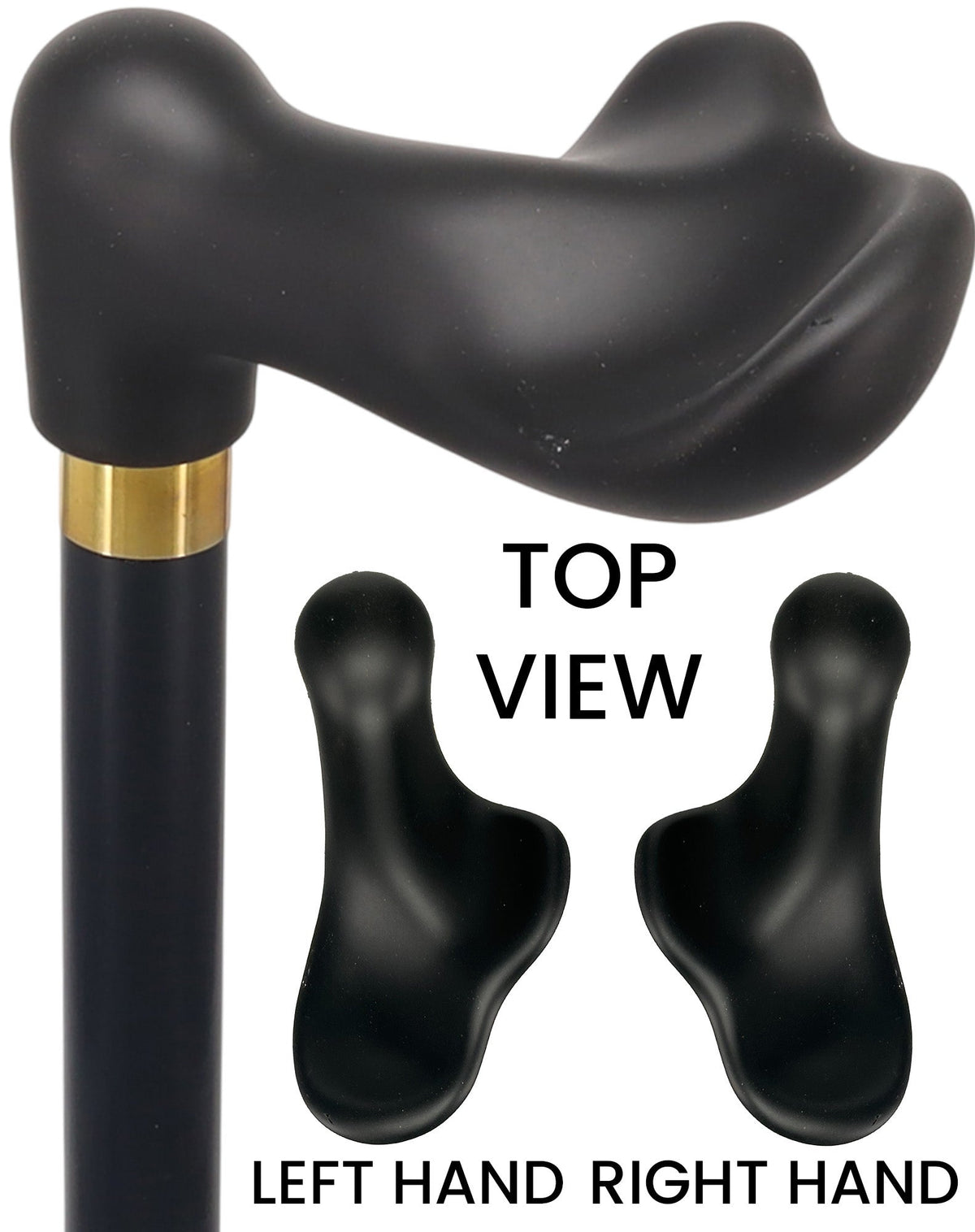 Hand-Specific Comfort Soft Grip Palm Cane: Black Beechwood Left Palm Hand Grip Canes - Tophatter Daily Deals