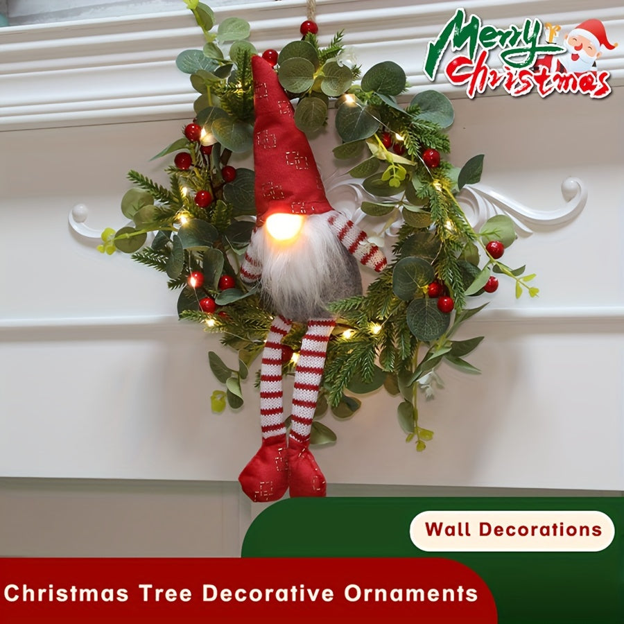 Christmas Gnome Wreath LED Wall Hanging Decor Christmas - Tophatter Daily Deals