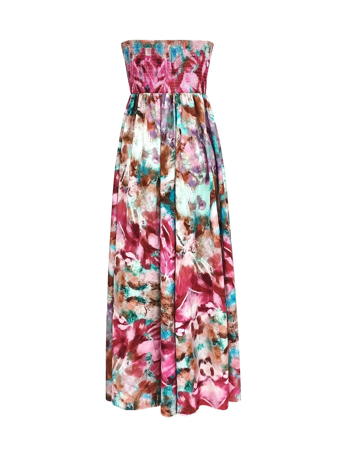 Smocked Printed Sleeveless Maxi Dress Casual Dresses - Tophatter Daily Deals