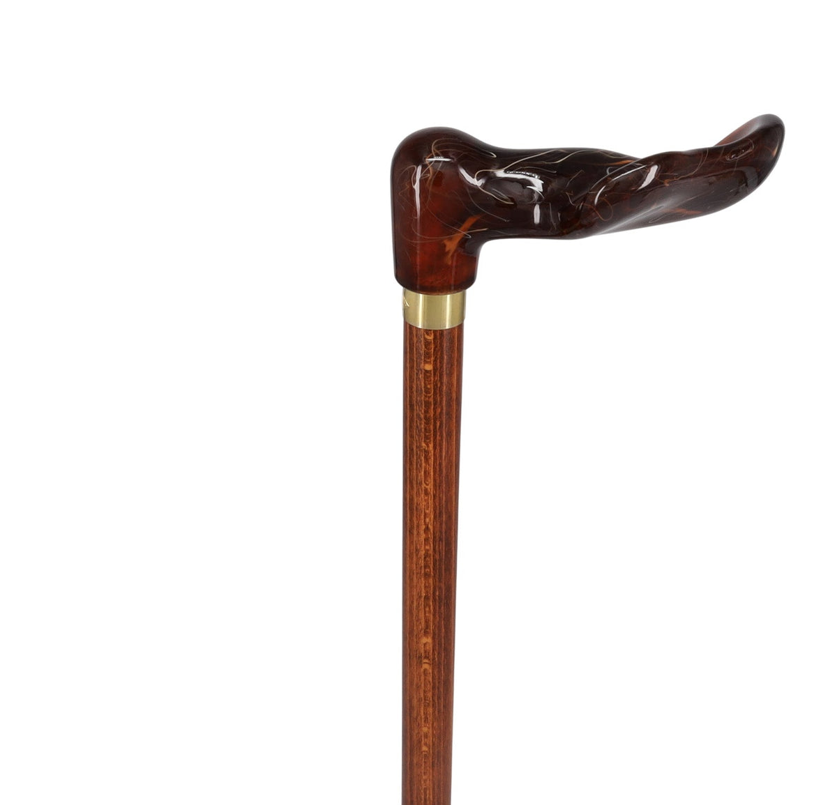 Hand-Specific Palm Grip Cane: Translucent Amber & Cherrywood Pearl Swirl Lucite Designer Walking Canes - Tophatter Daily Deals