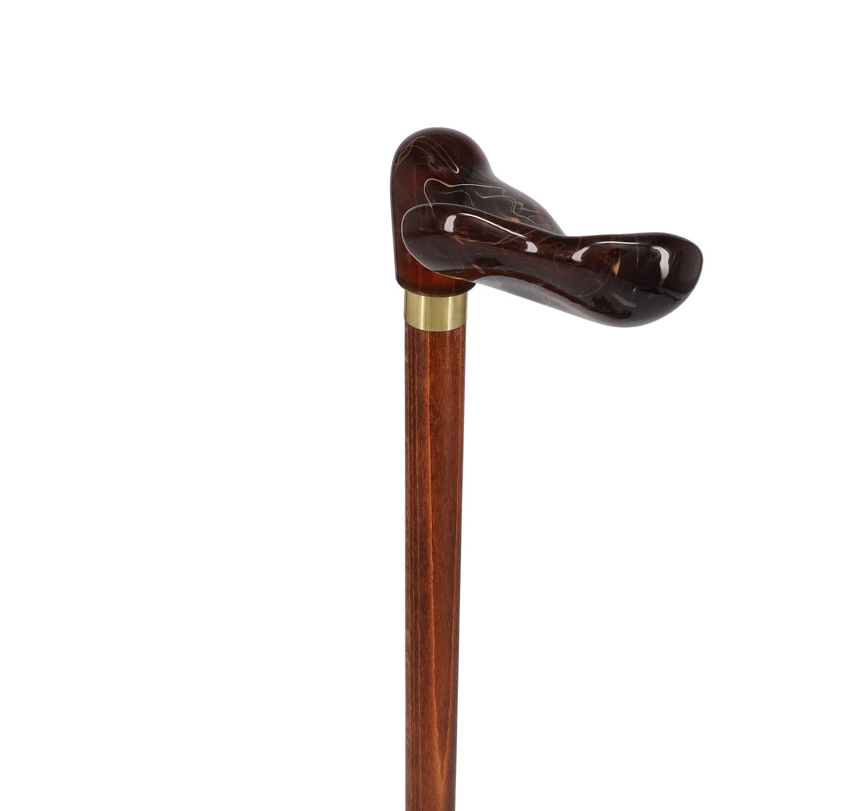 Hand-Specific Palm Grip Cane: Translucent Amber & Cherrywood Pearl Swirl Lucite Designer Walking Canes - Tophatter Daily Deals