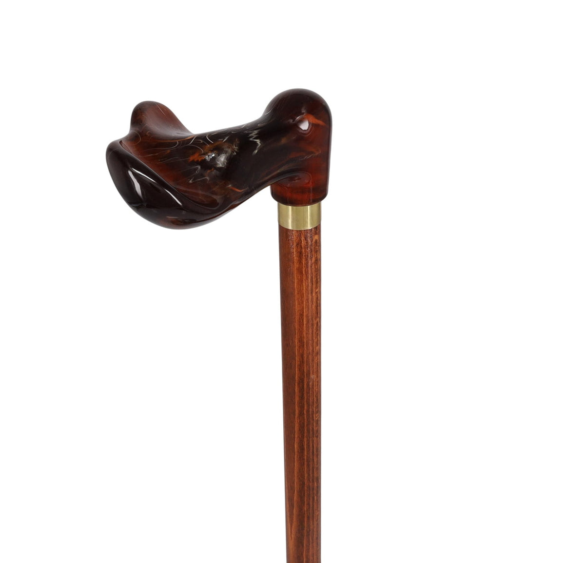 Hand-Specific Palm Grip Cane: Translucent Amber & Cherrywood Pearl Swirl Lucite Designer Walking Canes - Tophatter Daily Deals