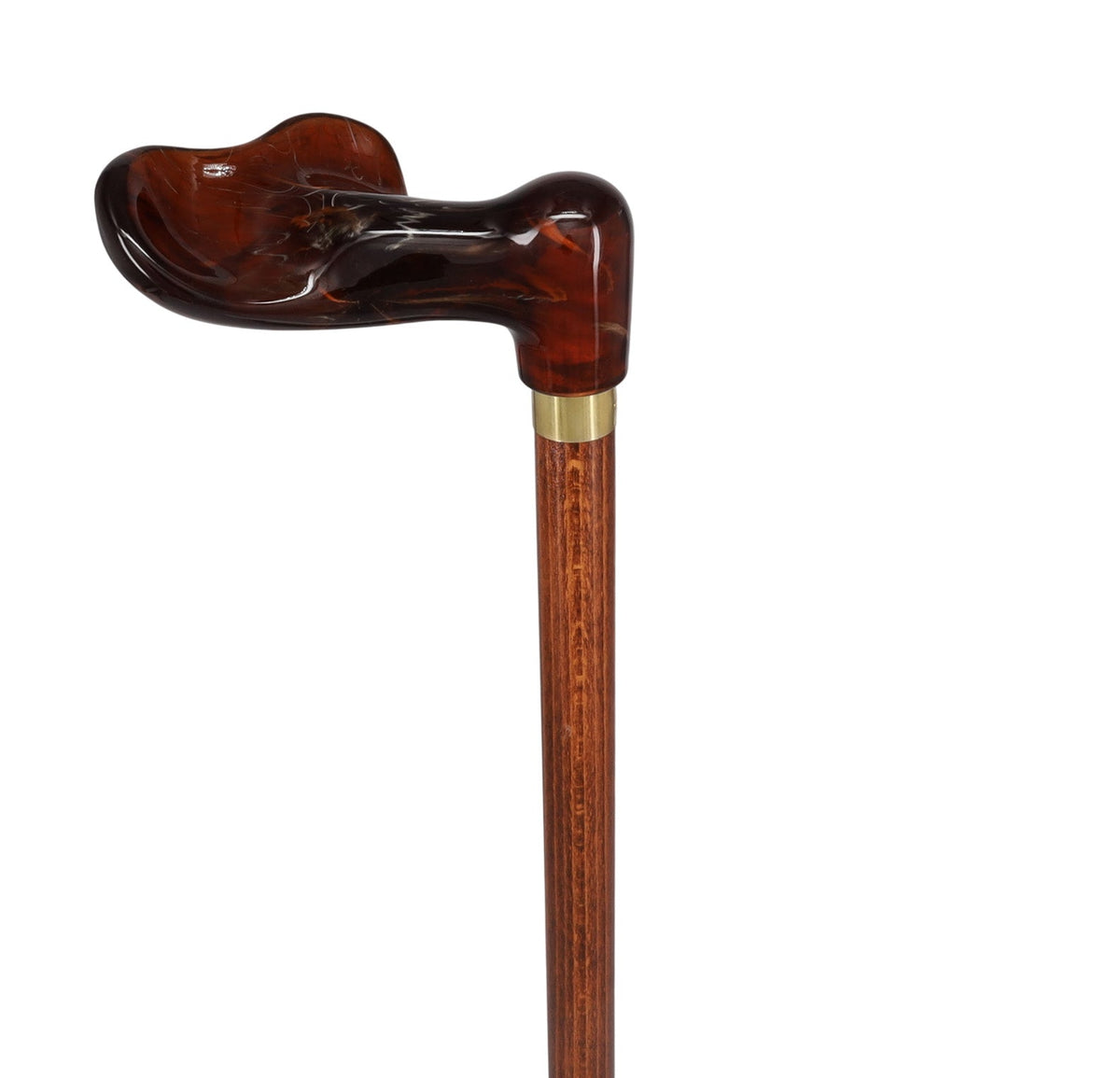 Hand-Specific Palm Grip Cane: Translucent Amber & Cherrywood Pearl Swirl Lucite Designer Walking Canes - Tophatter Daily Deals