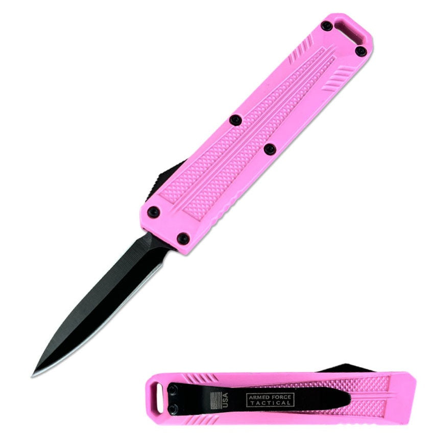 5" Pink California Legal Automatic OTF Knife with Belt Clip & Lanyard Hole - TOPHATTER'S ARMORY DEALS Collectible Weapons - Tophatter Daily Deals