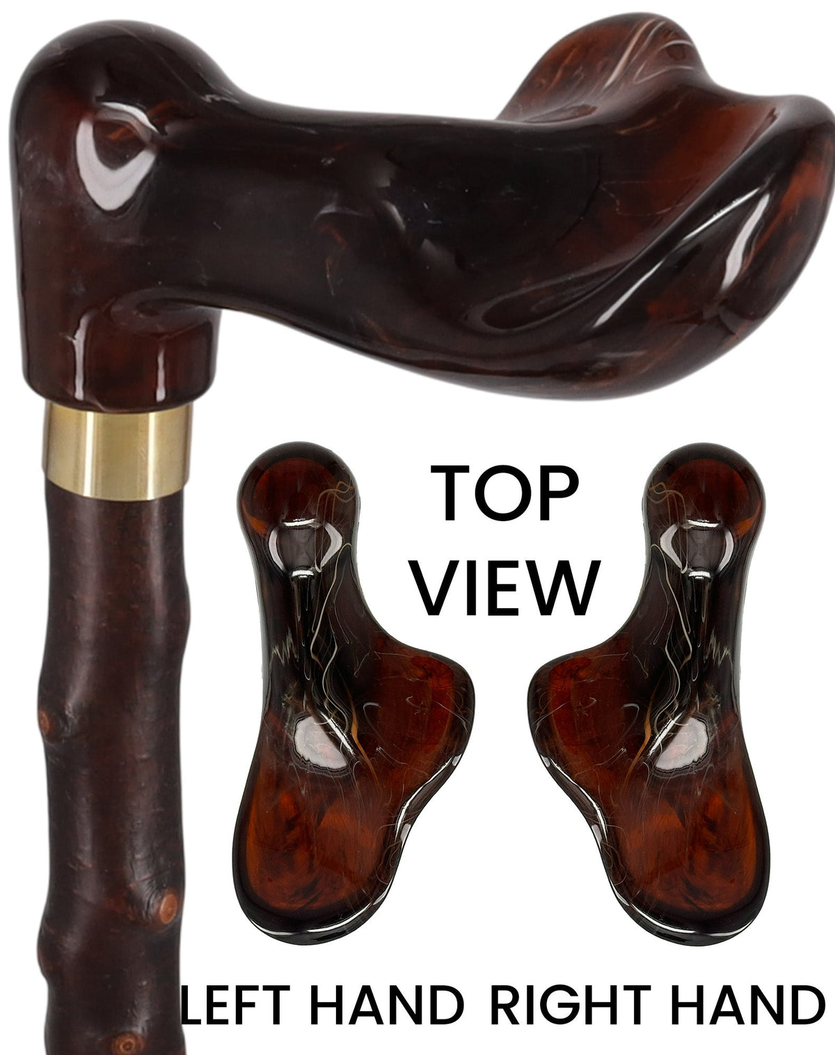 Blackthorn & Translucent Amber Style: Comfort Palm Grip Cane Left Irish Blackthorn Canes - Tophatter Daily Deals