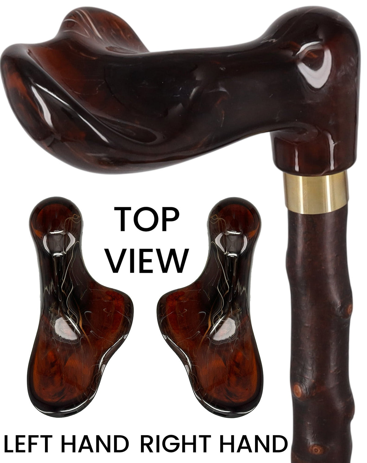 Blackthorn & Translucent Amber Style: Comfort Palm Grip Cane Right Irish Blackthorn Canes - Tophatter Daily Deals