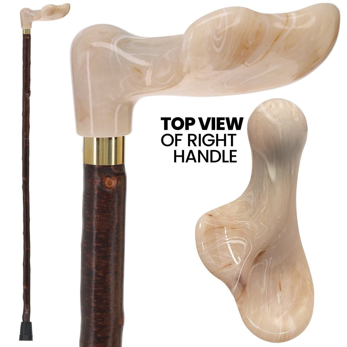 Blackthorn & White Marble Grip, Natural Blackthorn Elegance Irish Blackthorn Canes - Tophatter Daily Deals