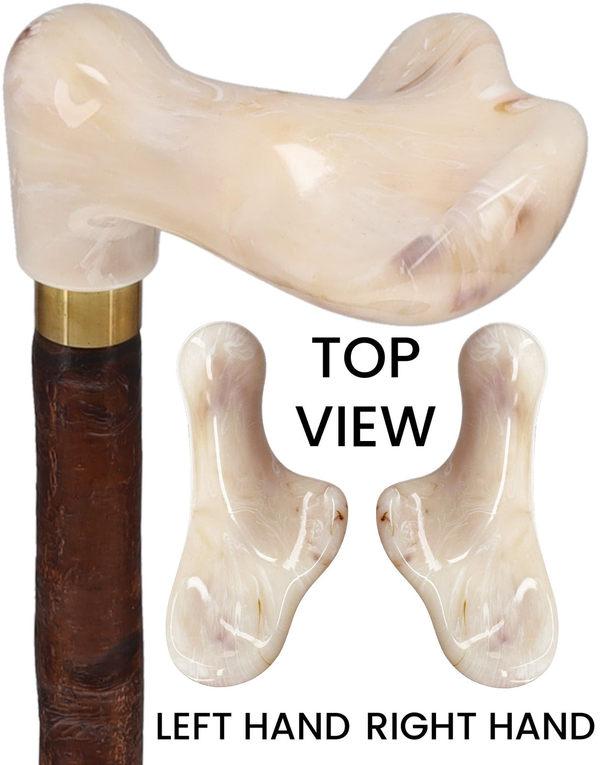 Blackthorn & White Marble Grip, Natural Blackthorn Elegance Left Irish Blackthorn Canes - Tophatter Daily Deals