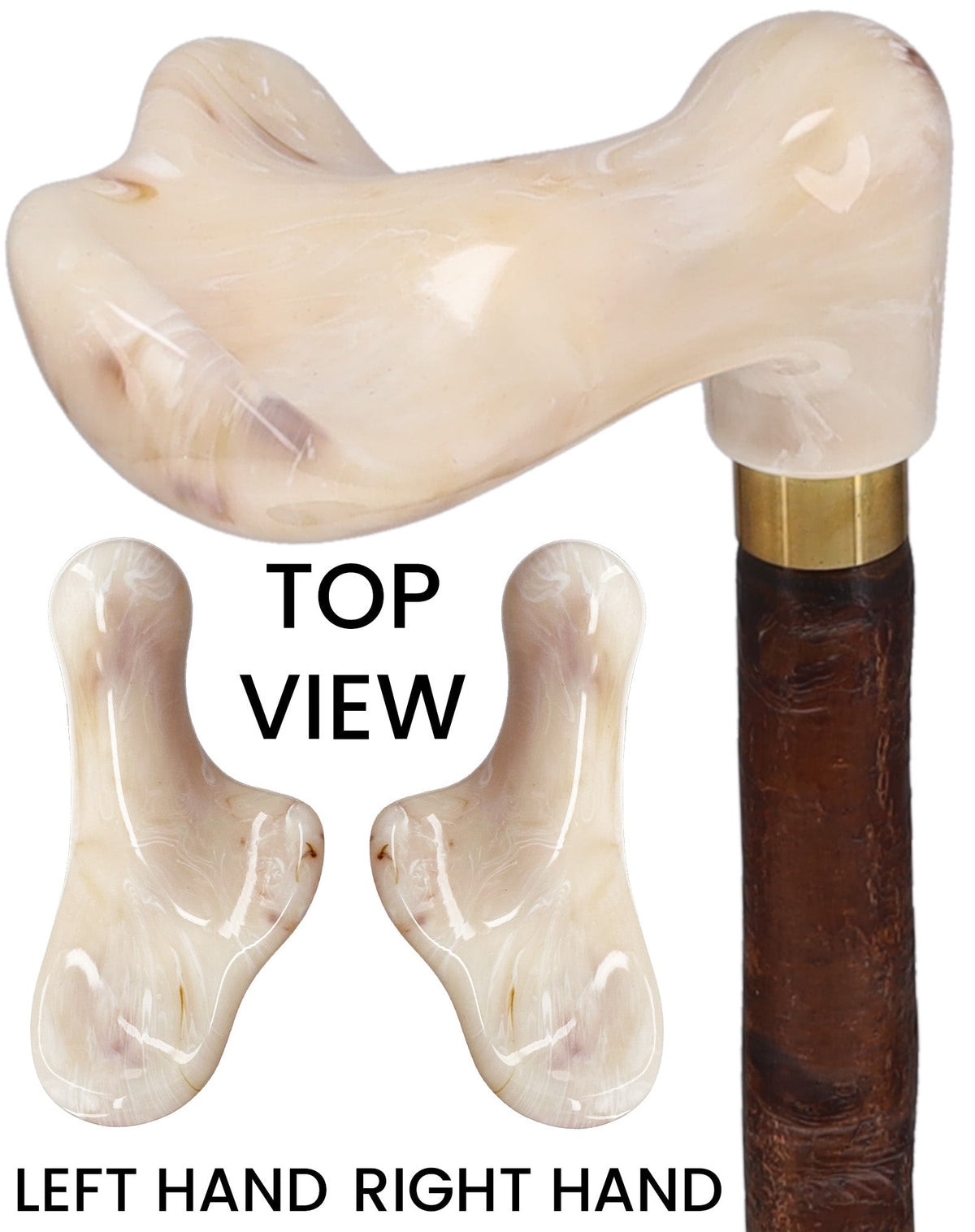 Blackthorn & White Marble Grip, Natural Blackthorn Elegance Right Irish Blackthorn Canes - Tophatter Daily Deals