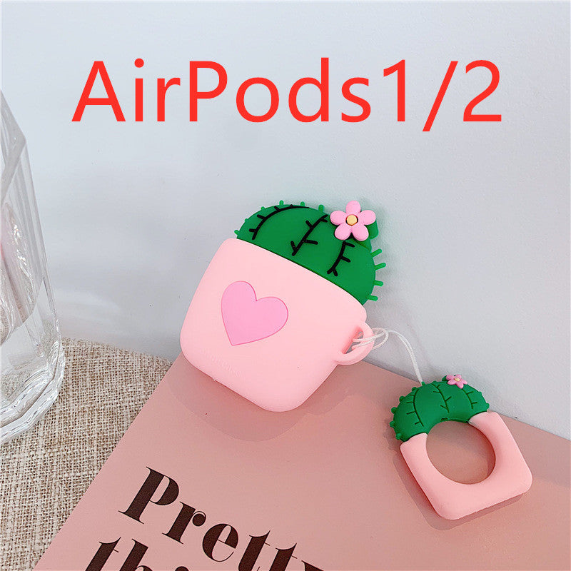 Cactus AirPods Case Cover - Silicone Protective Flip Case Pink AirPods1 2 AirPods Cases & Covers - Tophatter Daily Deals