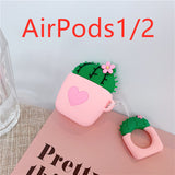 Cactus AirPods Case Cover - Silicone Protective Flip Case Pink AirPods1 2 AirPods Cases & Covers - Tophatter Daily Deals
