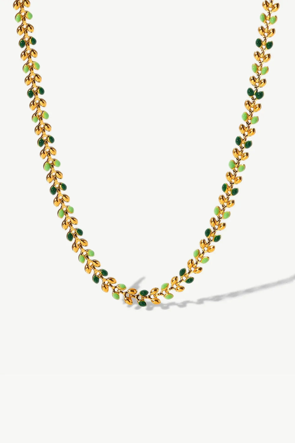 Leaf Chain Lobster Clasp Necklace Gold Green One Size Necklaces - Tophatter Daily Deals