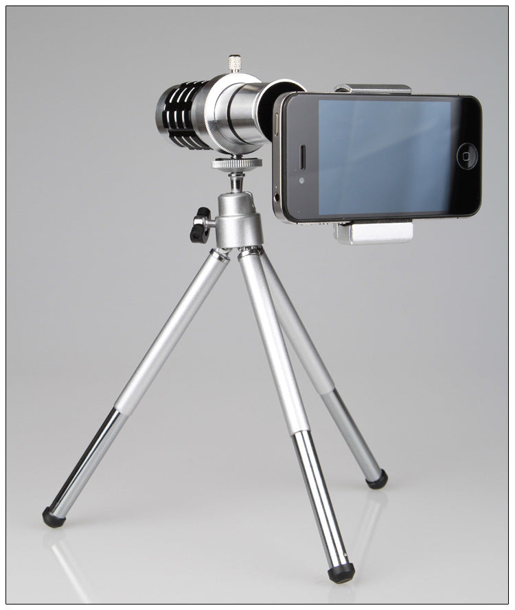12X mobile telescope general 12 times long focal camera lens with three foot travel universal universal omnipotent 0 - Tophatter Daily Deals